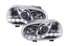 Load image into Gallery viewer, Volkswagen Golf 4 Chrome LED Headlights with Daytime Running Lights (1997 - 2003)