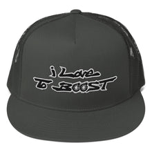 Load image into Gallery viewer, i Love To BOOST (Stacked) White Trucker Cap