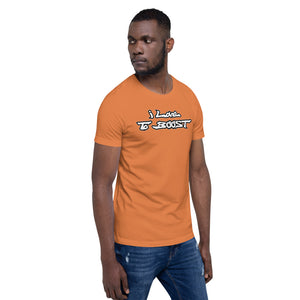 i Love To BOOST (stacked white lettering) Short-Sleeve Unisex T-Shirt